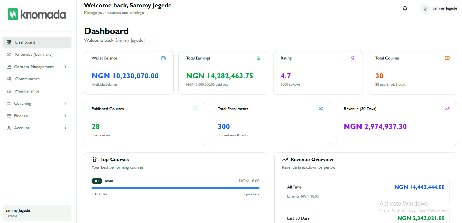Knomada platform preview